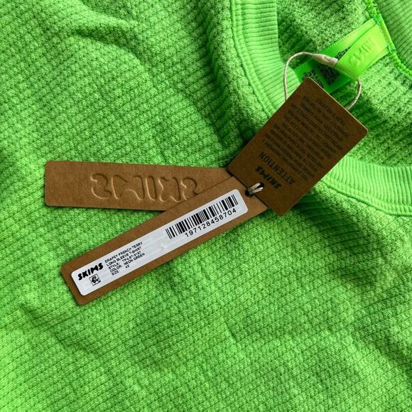 Skims Waffle Long Sleeve T-Shirt - Neon Green - 4x - NWT - Picture 7 of 10